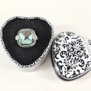 Sz 7 Brighton Venus Rising Aqua Crystal Cocktail Ring